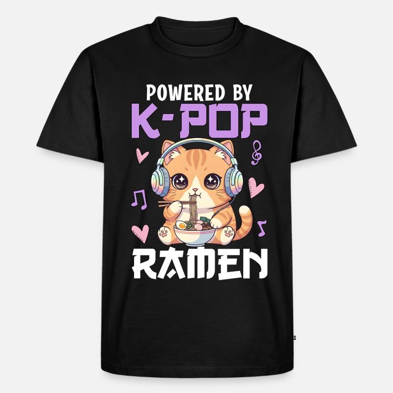 Powered By K-Pop Ramen - Männer Premium Bio T-Shirt - Schwarz