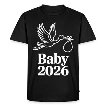 Annonce de naissance de Baby 2026 Stork - T-shirt Premium bio Homme - noir - Devant - Nico (187cm)