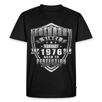Février 1976. Février 1976 Cadeau d’anniversaire. - T-shirt Premium bio Homme - noir - Devant - Nico (187cm)