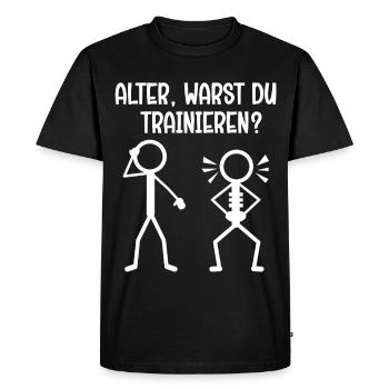 Un bonhomme allumette MEC, TU T’ENTRAÎNAIS ? Drôle - T-shirt Premium bio Homme - noir - Devant - Nico (187cm)