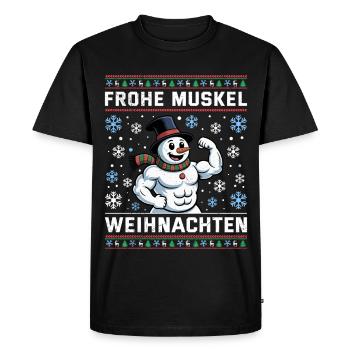 Salle de sport JOYEUX MUSCLE CHRISTMAS Drôle - T-shirt Premium bio Homme - noir - Devant - Nico (187cm)