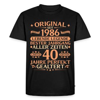 40e anniversaire Vintage 1986 absolument unique - T-shirt Premium bio Homme - noir - Devant - Nico (187cm)