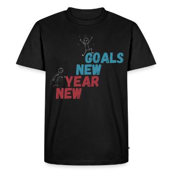 Drôle de nouvelle année Nouveaux objectifs Motivation Résolution Gif - T-shirt Premium bio Homme - noir - Devant - Nico (187cm)