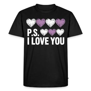 PS : La fête de Je t’aime, la Saint-Valentin du cœur pourpre - T-shirt Premium bio Homme - noir - Devant - Nico (187cm)