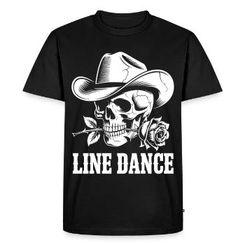 Crâne avec chapeau de cowboy et rose - Danse en ligne - T-shirt Premium bio Homme - noir - Devant - Nico (187cm)