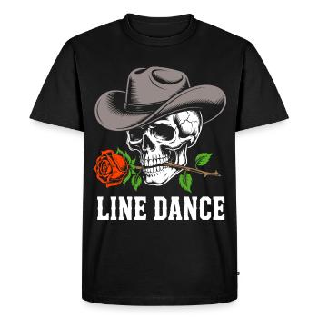 Danse en ligne du chapeau de rose du crâne occidental - T-shirt Premium bio Homme - noir - Devant - Nico (187cm)