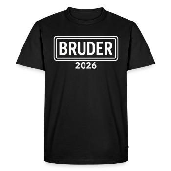 Annonce de frère ou sœur fier 2026 - T-shirt Premium bio Homme - noir - Devant - Nico (187cm)