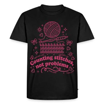 Compter les mailles, pas de problèmes, fil de vie au crochet - T-shirt Premium bio Homme - noir - Devant - Nico (187cm)