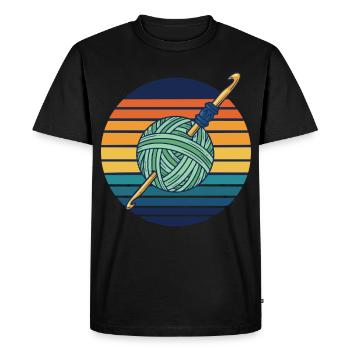 Funny Crochet Yarn Lovers Crochet Hook Retro - Men's Premium Organic T-Shirt - black - Front - Nico (187cm)