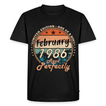 40e anniversaire 40 ans Février 1986 T-shirt vintage - T-shirt Premium bio Homme - noir - Devant - Nico (187cm)