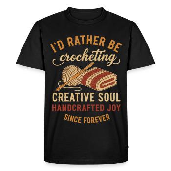 Je préférerais crocheter du crochet soul créatif - T-shirt Premium bio Homme - noir - Devant - Nico (187cm)