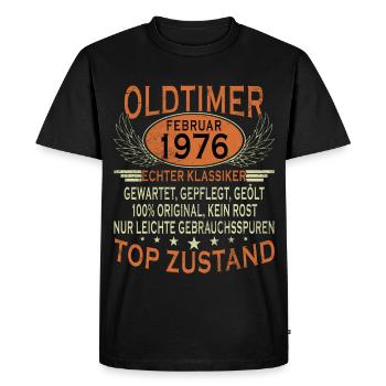 50e anniversaire, 50 ans, février 1976 Vinta - T-shirt Premium bio Homme - noir - Devant - Nico (187cm)