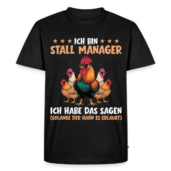 Gestionnaire d’écurie - Drôle de dicton du poulet pour hommes - T-shirt Premium bio Homme - noir - Devant - Nico (187cm)
