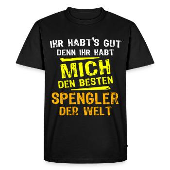 Spengler Gift - Men's Premium Organic T-Shirt - black - Front - Nico (187cm)