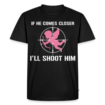Anti-Valentine's Day – Cupid in the Crosshairs - Men's Premium Organic T-Shirt - black - Front - Nico (187cm)