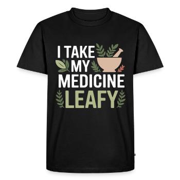 Herboriste Je prends ma médecine Leafy Professional - T-shirt Premium bio Homme - noir - Devant - Nico (187cm)