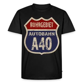 A40 - Région de la Ruhr - T-shirt Premium bio Homme - noir - Devant - Nico (187cm)