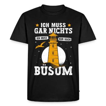Vacances à la mer du Nord N’A PAS BESOIN D’ALLER À BÜSUM - T-shirt Premium bio Homme - noir - Devant - Nico (187cm)