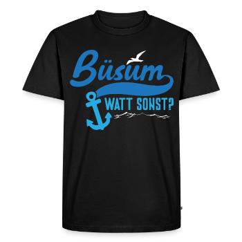 Vacances à la mer du Nord BÜSUM WATT AUTREMENT DRÔLE - T-shirt Premium bio Homme - noir - Devant - Nico (187cm)