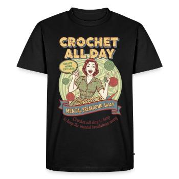 Crochet Lover Crochet Crochet Toute la Journée Garde la Tête - T-shirt Premium bio Homme - noir - Devant - Nico (187cm)