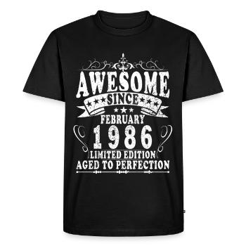 40e anniversaire 40 ans Février 1986 Millésime - T-shirt Premium bio Homme - noir - Devant - Nico (187cm)