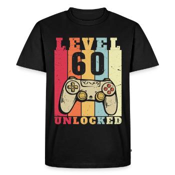 Niveau 60 complete Anniversaire 60 ans - T-shirt Premium bio Homme - noir - Devant - Nico (187cm)