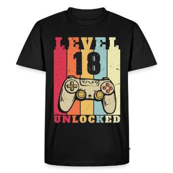 Niveau 18 complete anniversaire 18 ans - T-shirt Premium bio Homme - noir - Devant - Nico (187cm)