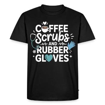 Coffee scrubs and rubber gloves - Men's Premium Organic T-Shirt - black - Front - Nico (187cm)