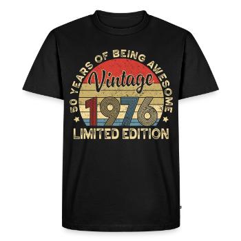 Vintage Vintage 1976 – 50th Anniversary - Men's Premium Organic T-Shirt - black - Front - Nico (187cm)
