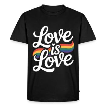 L’amour est l’amour Fierté LGBTQ arc-en-ciel - T-shirt Premium bio Homme - noir - Devant - Nico (187cm)