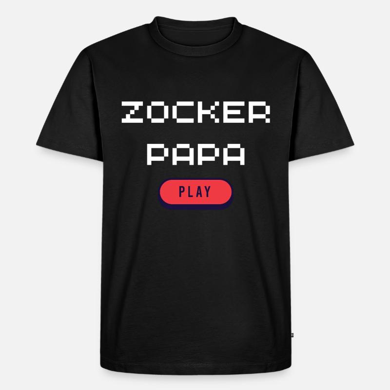 Zocker Papa - Männer Premium Bio T-Shirt - Schwarz