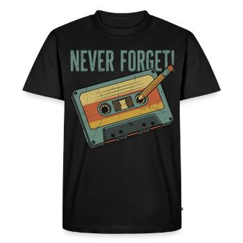 Never Forget – Retro Cassette & Pencil Design - Men's Premium Organic T-Shirt - black - Front - Nico (187cm)
