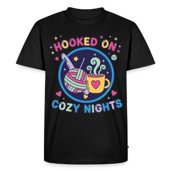 Accro aux nuits douillettes Amant du crochet Drôle - T-shirt Premium bio Homme - noir - Devant - Nico (187cm)
