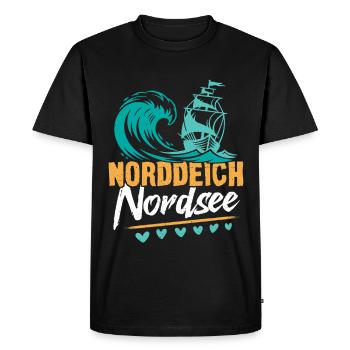 Vacances à la mer du Nord NORDDEICH OSTHOLSTEIN Fun - T-shirt Premium bio Homme - noir - Devant - Nico (187cm)