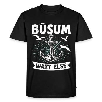 Vacances à la mer du Nord BÜSUM WATT AUTREMENT DRÔLE - T-shirt Premium bio Homme - noir - Devant - Nico (187cm)