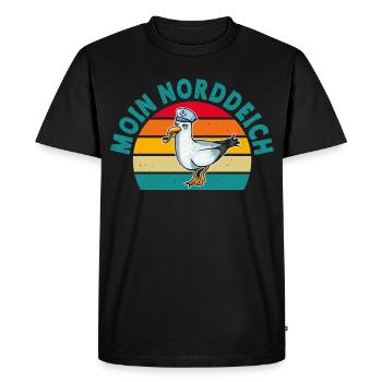 Vacances en mer du Nord MOIN NORDDEICH Drôle - T-shirt Premium bio Homme - noir - Devant - Nico (187cm)