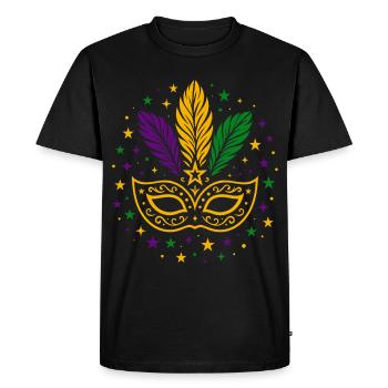 Masque de carnaval avec plumes et étoiles - T-shirt Premium bio Homme - noir - Devant - Nico (187cm)