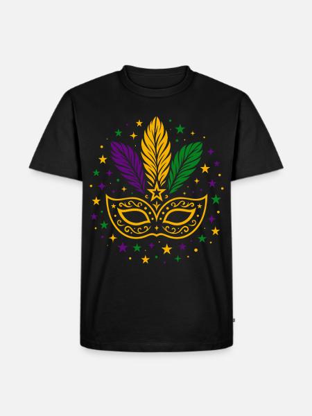 Carnival Mask with Feathers & Stars - Men's Premium Organic T-Shirt - black