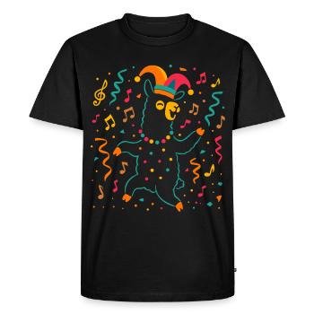 Alpaga dansante du carnaval avec bonnet de bouffon - T-shirt Premium bio Homme - noir - Devant - Nico (187cm)