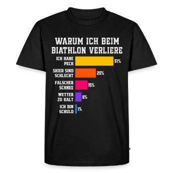 Biathlon : Pourquoi je perds en biathlon - T-shirt Premium bio Homme - noir - Devant - Nico (187cm)