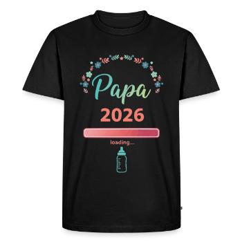 Papa 2026 Chargement – Futur père - T-shirt Premium bio Homme - noir - Devant - Nico (187cm)