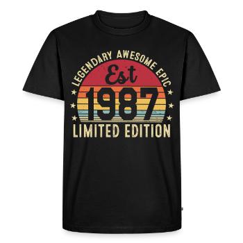 39th Anniversary 1987 Gift 39 Years, Vintage 1987 - Men's Premium Organic T-Shirt - black - Front - Nico (187cm)