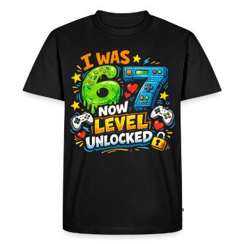 J’avais 6 ans maintenant niveau 7 débloqué 7e anniversaire Joueur 67 - T-shirt Premium bio Homme - noir - Devant - Nico (187cm)