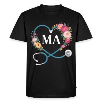 Stéthoscope à cœur de fleurs MA - T-shirt Premium bio Homme - noir - Devant - Nico (187cm)