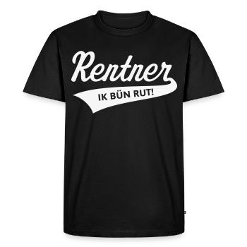 Retraités – Ik Bün Rut ! (Bas-allemand / Blanc) - T-shirt Premium bio Homme - noir - Devant - Nico (187cm)