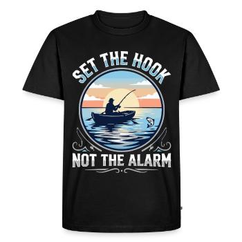 Set The Hook Not The Alarm Angler Spruch - Men's Premium Organic T-Shirt - black - Front - Nico (187cm)