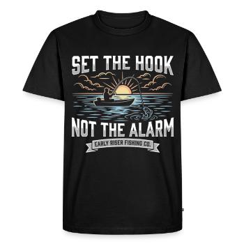 Set The Hook Not The Alarm Angler Sunrise - Men's Premium Organic T-Shirt - black - Front - Nico (187cm)