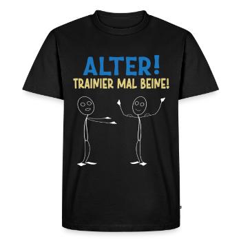 Stick Figure OLD TRAINER TIMES LEGS Funny - Men's Premium Organic T-Shirt - black - Front - Nico (187cm)