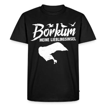 Vacances en mer du Nord BORKUM MON ÎLE PRÉFÉRÉE Drôle - T-shirt Premium bio Homme - noir - Devant - Nico (187cm)