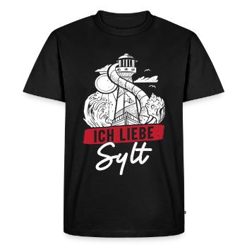 Vacances en mer du Nord J’ADORE SYLT Drôle - T-shirt Premium bio Homme - noir - Devant - Nico (187cm)